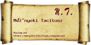 Mányoki Tacitusz névjegykártya